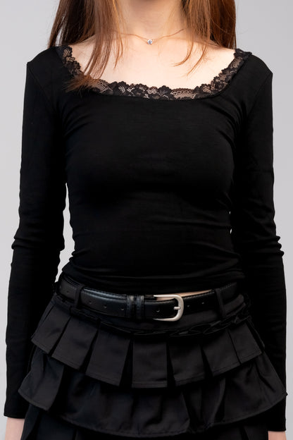 A.Y Lace-Trim Long Sleeve Top