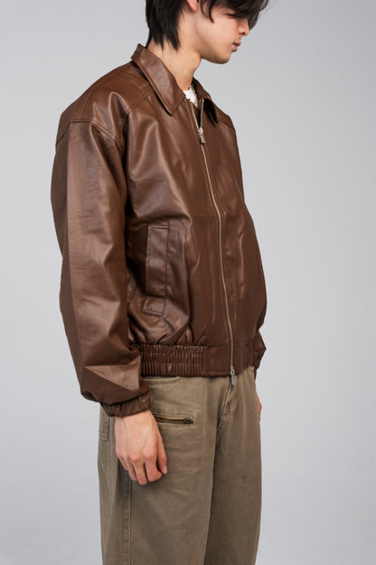 CATTEE Faux Leather Double-Zip Jacket – Brown