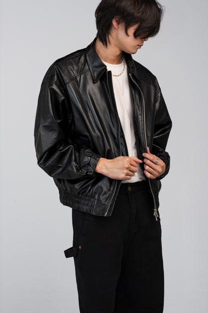 CATTEE Faux Leather Double-Zip Jacket – Black