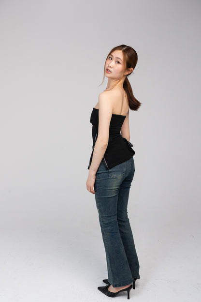 XIN Strapless Zip-Side Top